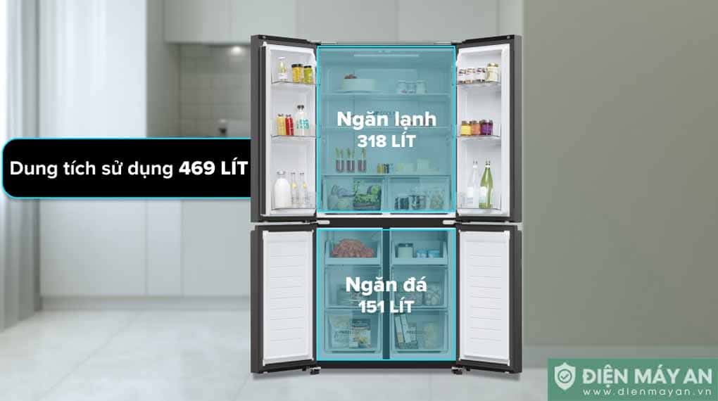 Tủ lạnh Aqua Inverter 469 lít Multi Door AQR-M536XA(SL)